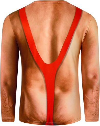 Goodstoworld Mens Halloween Tshirts Unisex Fake Muscle Hairy Chest Skeleton 3D Printed Shirts S-XXL in Kuwait