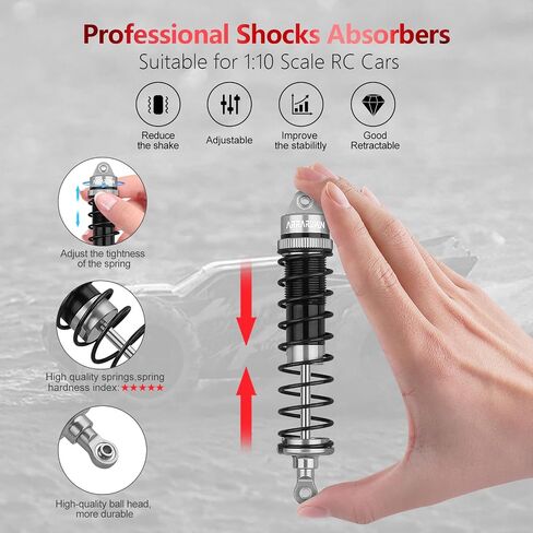 طقم ممتصات صدمات أمامية وخلفية من الألومنيوم، 4 قطع، متوافق مع Arrma 1/10 Typhon 3S/6S، Granite 4x4، Bigrock، Senton، بديل لـ AR330550، AR330551 in Kuwait