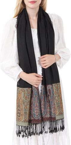 MUQU Women Pashmina Shawls and Wraps Scarf Soft Silky Reversible Paisley Scarves Shawl for Women in Kuwait