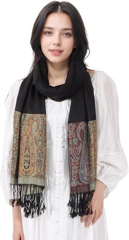MUQU Women Pashmina Shawls and Wraps Scarf Soft Silky Reversible Paisley Scarves Shawl for Women in Kuwait