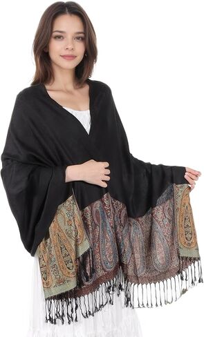 MUQU Women Pashmina Shawls and Wraps Scarf Soft Silky Reversible Paisley Scarves Shawl for Women in Kuwait