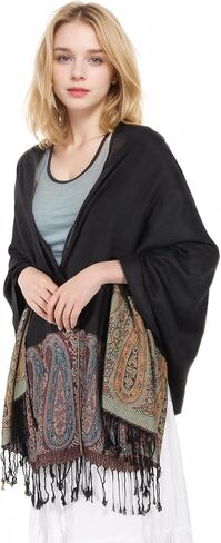MUQU Women Pashmina Shawls and Wraps Scarf Soft Silky Reversible Paisley Scarves Shawl for Women in Kuwait