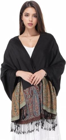 MUQU Women Pashmina Shawls and Wraps Scarf Soft Silky Reversible Paisley Scarves Shawl for Women in Kuwait