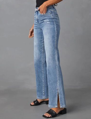 LONGBIDA Baggy Wide Leg Jeans for Women Straight Patchwork Loose Boyfriends High Waisted Denim Y2k Pants in Saudi Arabia