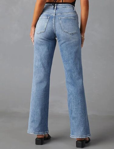 LONGBIDA Baggy Wide Leg Jeans for Women Straight Patchwork Loose Boyfriends High Waisted Denim Y2k Pants in Saudi Arabia