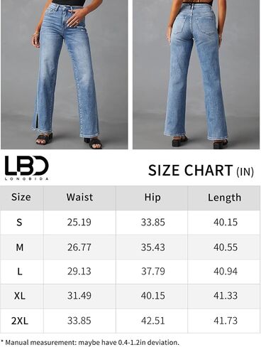 LONGBIDA Baggy Wide Leg Jeans for Women Straight Patchwork Loose Boyfriends High Waisted Denim Y2k Pants in Saudi Arabia