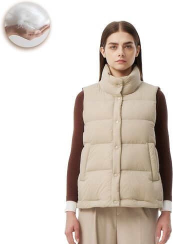 Women's Puffer Vest Lightweight Down Padded Stand Collar Quilted Outerwear in Saudi Arabia