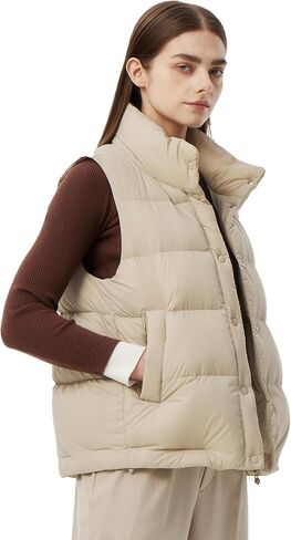 Women's Puffer Vest Lightweight Down Padded Stand Collar Quilted Outerwear in Saudi Arabia