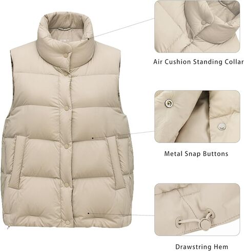 Women's Puffer Vest Lightweight Down Padded Stand Collar Quilted Outerwear in Saudi Arabia