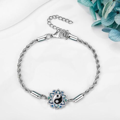 ONEFINITY Moonstone لوتس سوار 925 فضة أذن البحر شل زهرة اللوتس أساور اليوغا مجوهرات هدايا للنساء أمي in Kuwait