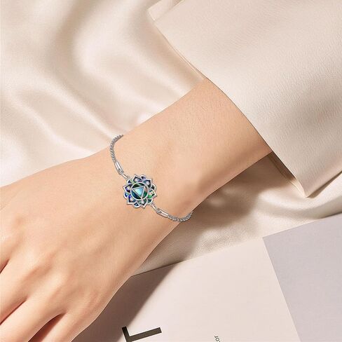 ONEFINITY Moonstone Lotus Bracelet 925 Sterling Silver Abalone Shell Lotus Flower Bracelets Yoga Jewelry Gifts for Women Mom in Kuwait