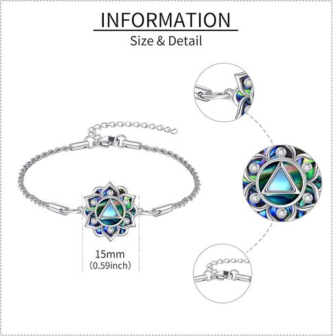 ONEFINITY Moonstone Lotus Bracelet 925 Sterling Silver Abalone Shell Lotus Flower Bracelets Yoga Jewelry Gifts for Women Mom in Kuwait