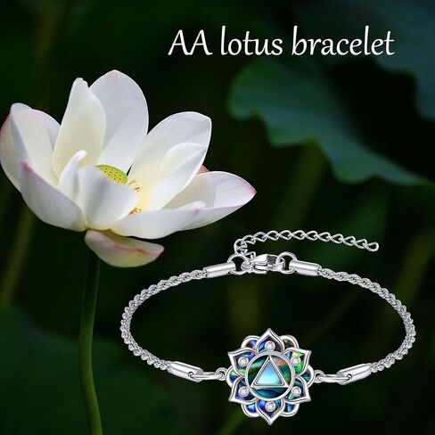ONEFINITY Moonstone Lotus Bracelet 925 Sterling Silver Abalone Shell Lotus Flower Bracelets Yoga Jewelry Gifts for Women Mom in Kuwait