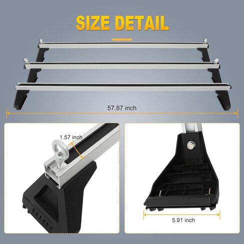 OCPTY Bed Rack for TACOMA Cargo Carrier Cargo Rack System Compatible for Silver Heavy Duty Roof Racks for Gutter Rail Mount Vehicles (Set of 3 racks) in Saudi Arabia