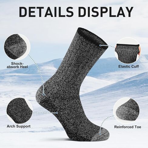 UUMIAER ميرينو جوارب من الصوف للرجال المشي لمسافات طويلة الحرارية الدافئة الشتاء طاقم الجوارب وسادة سميكة الرطوبة فتل الجوارب 5 أزواج in Kuwait