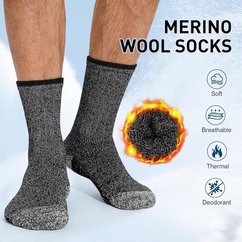 UUMIAER ميرينو جوارب من الصوف للرجال المشي لمسافات طويلة الحرارية الدافئة الشتاء طاقم الجوارب وسادة سميكة الرطوبة فتل الجوارب 5 أزواج in Kuwait