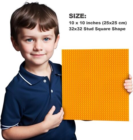 Building Bricks Baseplates Multipack, 32x32 Stud, 8 Pack of Base Plates in 4 Rainbow Color: Orange, Red, Yellow & Purple, Base for Building Blocks Creations, 10x10 in. (25.5x25.5 cm) in Kuwait