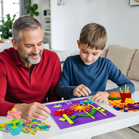 Building Bricks Baseplates Multipack, 32x32 Stud, 8 Pack of Base Plates in 4 Rainbow Color: Orange, Red, Yellow & Purple, Base for Building Blocks Creations, 10x10 in. (25.5x25.5 cm) in Kuwait