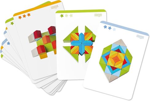 HABA 3D Puzzle Cube Mosaic - 48 Piece Wooden Blocks with 10 Double Sided Template Cards in Kuwait