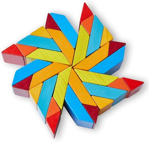 HABA 3D Puzzle Cube Mosaic - 48 Piece Wooden Blocks with 10 Double Sided Template Cards in Kuwait