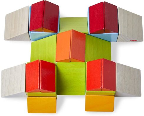 HABA 3D Puzzle Cube Mosaic - 48 Piece Wooden Blocks with 10 Double Sided Template Cards in Kuwait