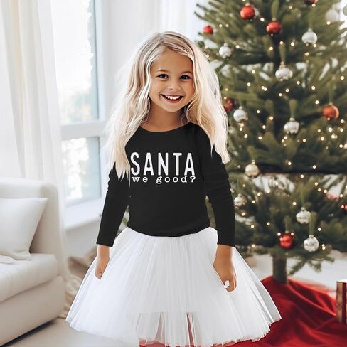 Ritatte Boys Girls Christmas Shirts Kids Cute Santa We Good Letter Print Long Sleeve T-Shirts Xmas Holiday Casual Tee Tops in Kuwait