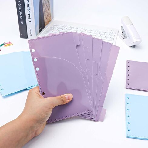 NatSumeBasics 12 A6 Binder Pockets Dividers Purple A6 Cash Stuffing Envelopes with Tab for 6 Ring Budgeting Planner Inserts Supplies Accessories (Purple) in Kuwait