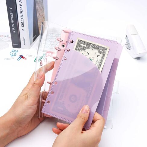 NatSumeBasics 12 A6 Binder Pockets Dividers Purple A6 Cash Stuffing Envelopes with Tab for 6 Ring Budgeting Planner Inserts Supplies Accessories (Purple) in Kuwait