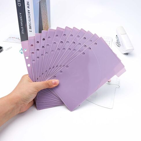 NatSumeBasics 12 A6 Binder Pockets Dividers Purple A6 Cash Stuffing Envelopes with Tab for 6 Ring Budgeting Planner Inserts Supplies Accessories (Purple) in Kuwait