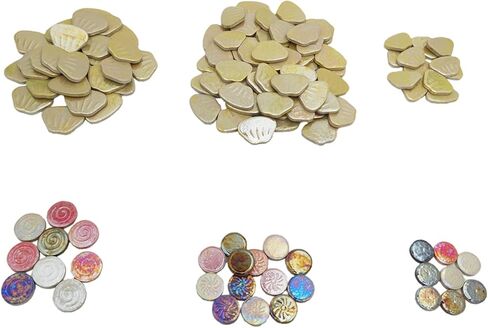 1.1lb Iridescent Flower Ceramic Mosaic Tiles for Crafts, 3 Size Flowers Porcelain Mosaic Pieces for Mosaic DIY,Plates, Flowerpots, Vases,Stepping Stones (White) in Kuwait