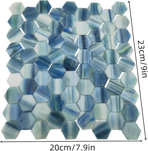 1.1lb Hexagonal Mosaic Tiles for Crafts Bulk,1.5cm Glass Tiles for Mosaic Projects, Iridescent Stained Glass Pieces (Blue Gray) in Saudi Arabia