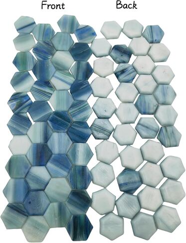 1.1lb Hexagonal Mosaic Tiles for Crafts Bulk,1.5cm Glass Tiles for Mosaic Projects, Iridescent Stained Glass Pieces (Blue Gray) in Saudi Arabia