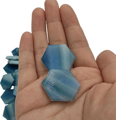 1.1lb Hexagonal Mosaic Tiles for Crafts Bulk,1.5cm Glass Tiles for Mosaic Projects, Iridescent Stained Glass Pieces (Blue Gray) in Saudi Arabia