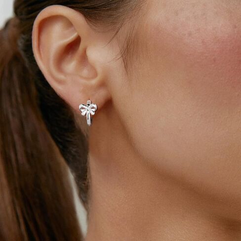 Gold Earrings for Women Trendy Bow Earrings 14K Gold Plated/Silver Hoops Simple Bow Twist Gold Huggie Hoop Earrings Dainty Cubic Zirconia Bow Hoop Earrings for Women Jewelry in Kuwait