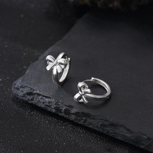 Gold Earrings for Women Trendy Bow Earrings 14K Gold Plated/Silver Hoops Simple Bow Twist Gold Huggie Hoop Earrings Dainty Cubic Zirconia Bow Hoop Earrings for Women Jewelry in Kuwait