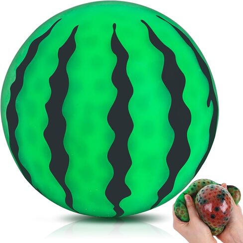 MCPINKY Watermelon Fruit Squeeze Ball, 4" Large Stress Ball Sensory Fidget Toy Large Decompress Toy for Calm Down Stress Ball Relief in Kuwait