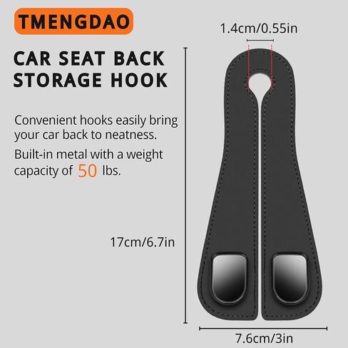 Car Purse Hook,Multifunctional Car Seat Back Storage Hook,Headrest Hooks for Car & Purse Hook for Car,Easy to Install and Remove,Suitable for Most Car Seats(Black Leather) in Saudi Arabia