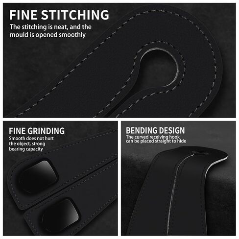 Car Purse Hook,Multifunctional Car Seat Back Storage Hook,Headrest Hooks for Car & Purse Hook for Car,Easy to Install and Remove,Suitable for Most Car Seats(Black Leather) in Saudi Arabia