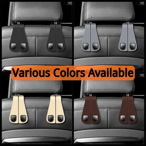 Car Purse Hook,Multifunctional Car Seat Back Storage Hook,Headrest Hooks for Car & Purse Hook for Car,Easy to Install and Remove,Suitable for Most Car Seats(Black Leather) in Saudi Arabia