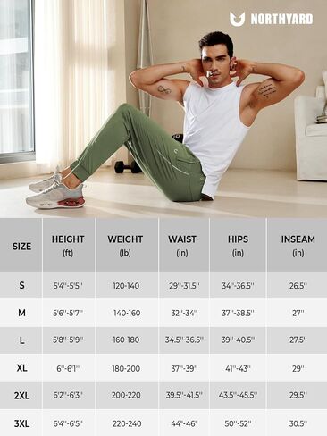 NORTHYARD Men's Joggers Pants with Zipper Pockets Tapered Athletic Workout Running Sweatpants for Men in Kuwait