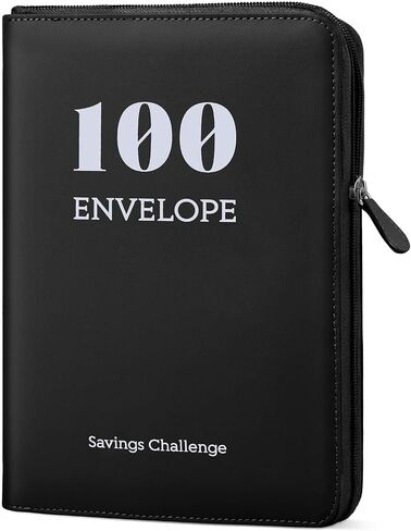 Sooez Savings Challenges Book with Extra Pocket Storage, Zipper Closure 100 Envelopes Money Saving Challenge, PU Saving Binder with Cash Envelope & Laminated Tracker for Cash Bill 8.3"x 10.5" Olive in Saudi Arabia