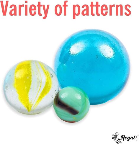Regal Games 160 Count Traditional Glass Marbles with a Storage Tin, 3 Sizes, Variety of Patterns in Saudi Arabia