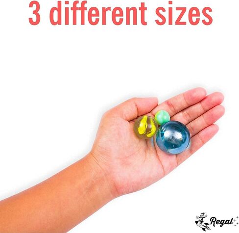 Regal Games 160 Count Traditional Glass Marbles with a Storage Tin, 3 Sizes, Variety of Patterns in Saudi Arabia