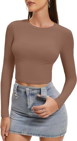 قطع علوية قصيرة الأكمام من SKYZOO للنساء 2024 بقصة ضيقة وأزياء الخريف الأساسية Y2k ملابس الفتيات المراهقات in Kuwait