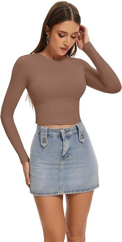 قطع علوية قصيرة الأكمام من SKYZOO للنساء 2024 بقصة ضيقة وأزياء الخريف الأساسية Y2k ملابس الفتيات المراهقات in Kuwait