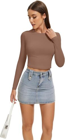 قطع علوية قصيرة الأكمام من SKYZOO للنساء 2024 بقصة ضيقة وأزياء الخريف الأساسية Y2k ملابس الفتيات المراهقات in Kuwait