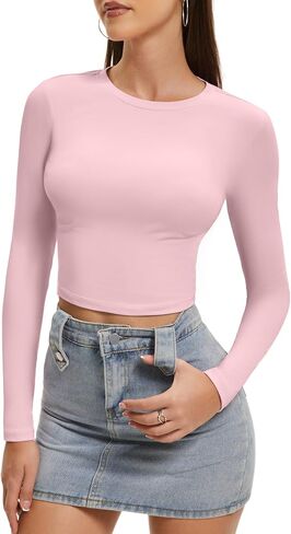 SKYZOO Long Sleeve Crop Tops for Women 2024 Slim Fit Basic Fall Fashion Y2k Teen Girl Clothes in Saudi Arabia