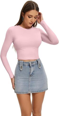 SKYZOO Long Sleeve Crop Tops for Women 2024 Slim Fit Basic Fall Fashion Y2k Teen Girl Clothes in Saudi Arabia