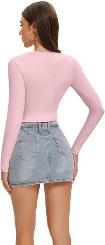SKYZOO Long Sleeve Crop Tops for Women 2024 Slim Fit Basic Fall Fashion Y2k Teen Girl Clothes in Saudi Arabia