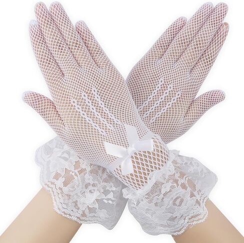 Lace Gloves Tea Party Gloves Lace Gloves Women Short Elegant Wedding Bridal Gloves Opera Halloween Cosplay Gloves in Saudi Arabia